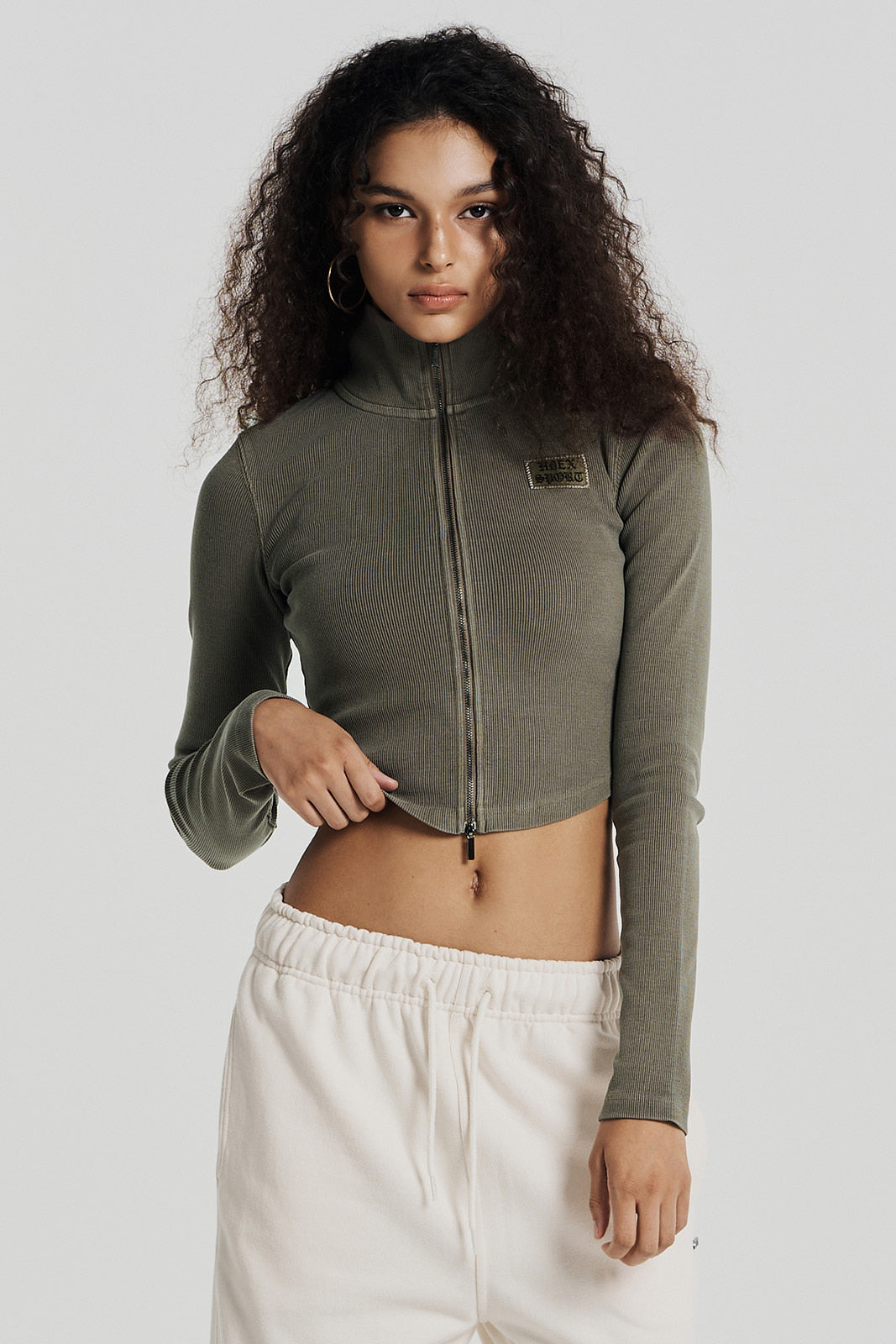 Womens Pigment High Neck Zip-up