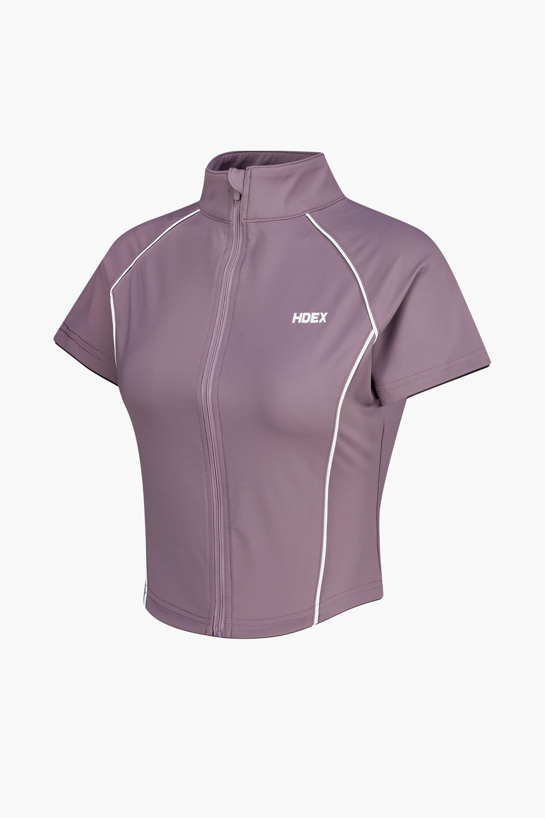 Women`s Support Piping Short Sleeve Zip-Up