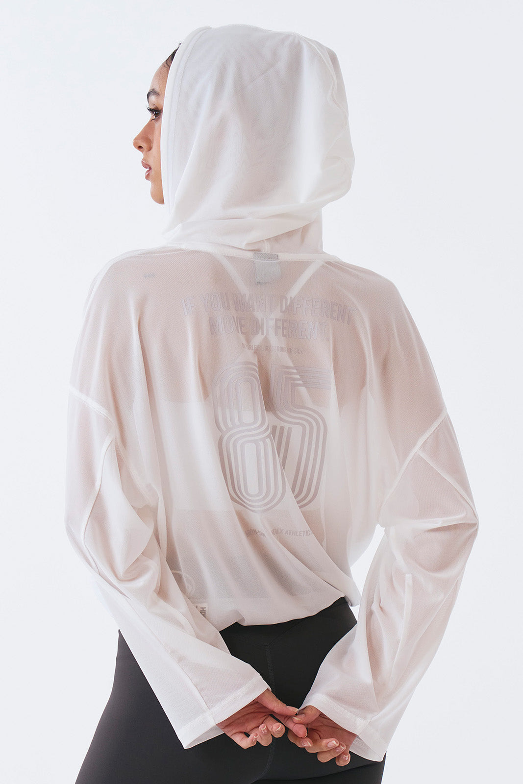 Women`s Mesh Cover up Crop Hoodie