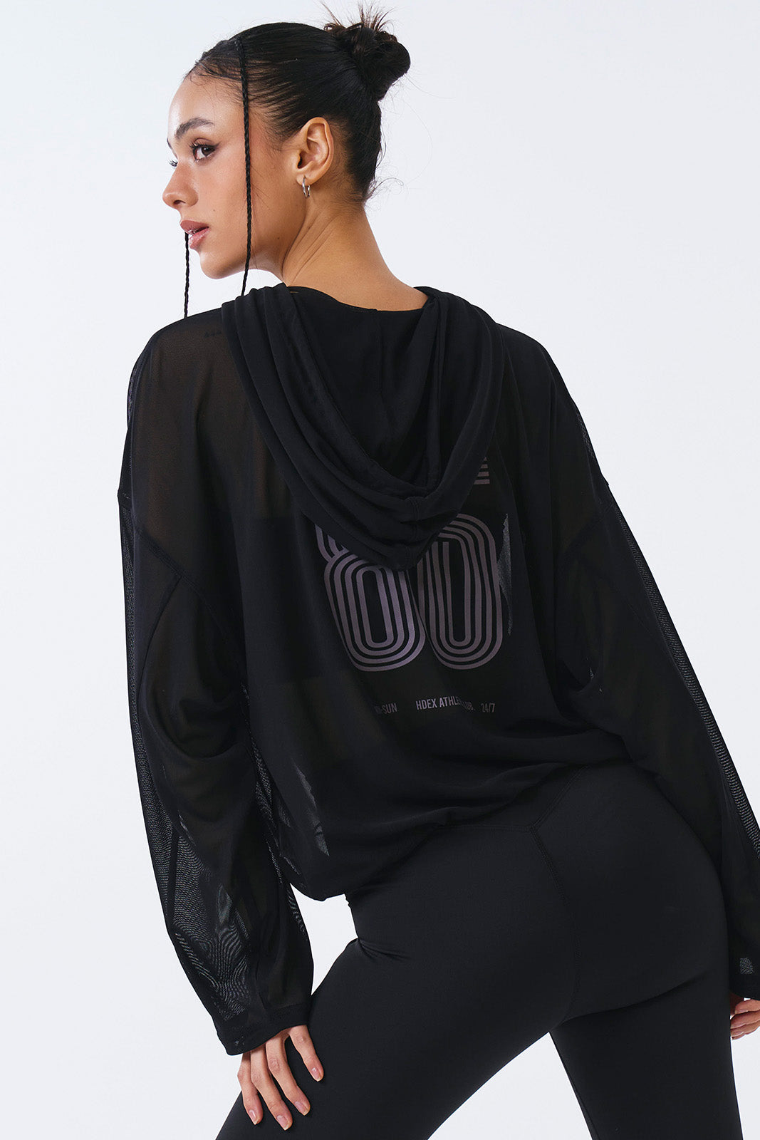 Women`s Mesh Cover up Crop Hoodie