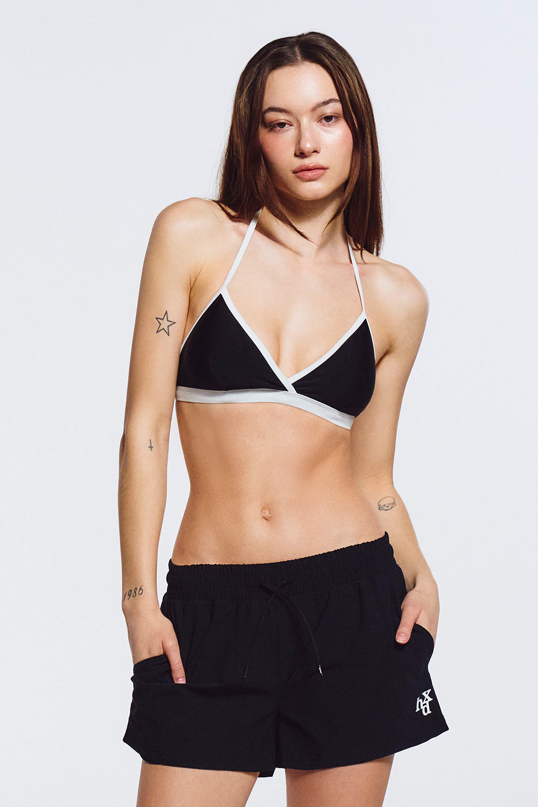 Contrast Triangle Bikini Set